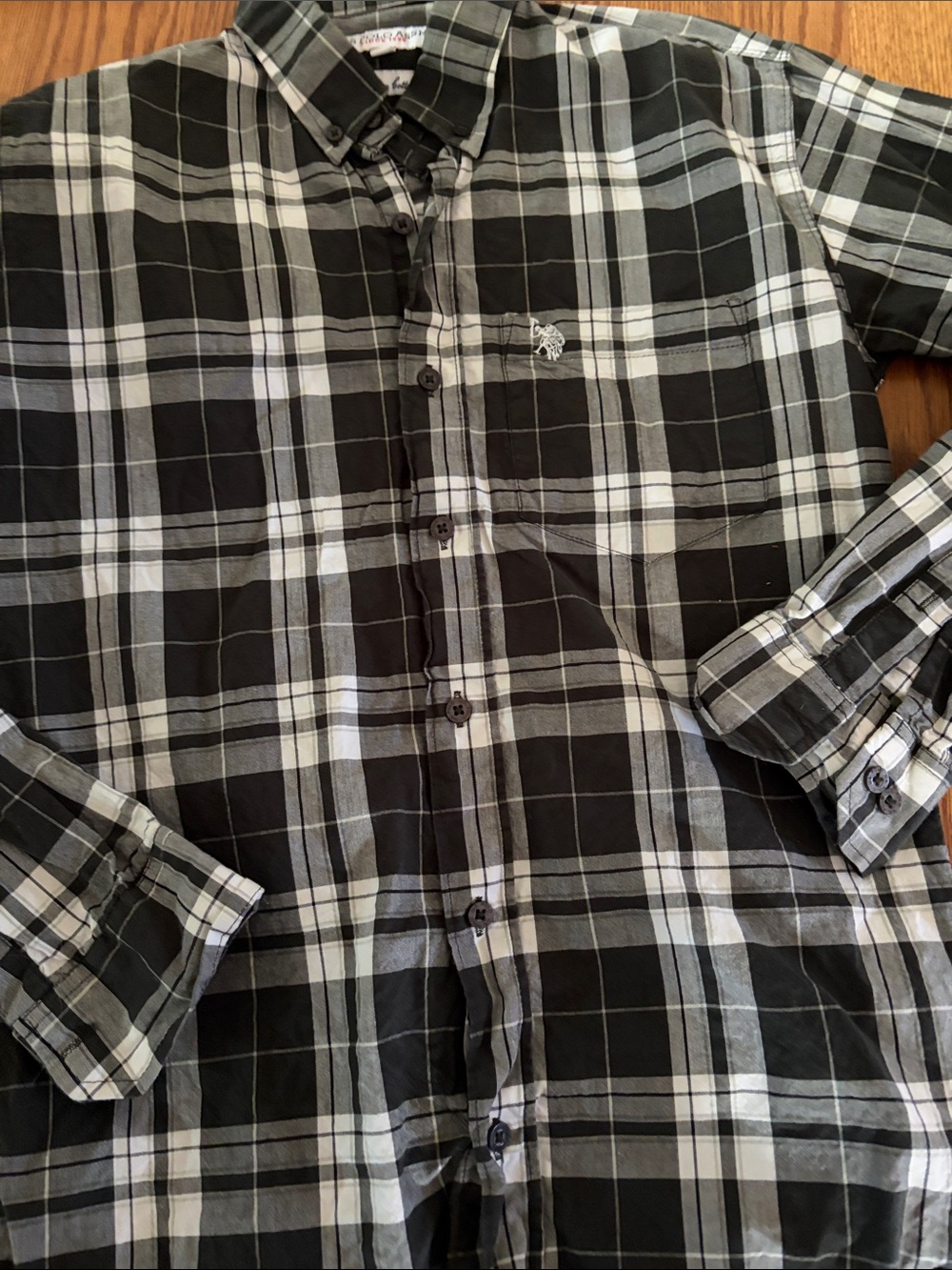 U.S. Polo Assn. Black & White Plaid Button-Down Shirt